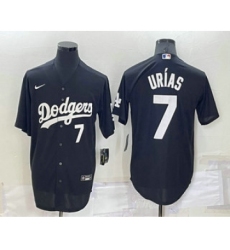 Men's Los Angeles Dodgers #7 Julio Urias Number Black Turn Back The Clock Stitched Cool Base Jersey