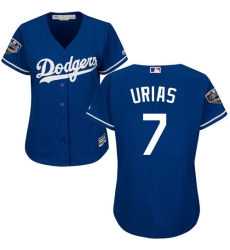 Women's Majestic Los Angeles Dodgers #7 Julio Urias Authentic Royal Blue Alternate Cool Base 2018 World Series MLB Jersey