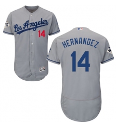 Men's Majestic Los Angeles Dodgers #14 Enrique Hernandez Authentic Grey Road 2017 World Series Bound Flex Base MLB Jersey