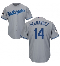 Youth Majestic Los Angeles Dodgers #14 Enrique Hernandez Replica Grey Road 2017 World Series Bound Cool Base MLB Jersey