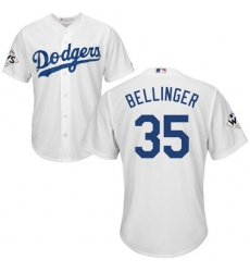 Youth Majestic Los Angeles Dodgers #35 Cody Bellinger Replica White Home 2017 World Series Bound Cool Base MLB Jersey