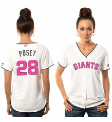 Women's Majestic San Francisco Giants #28 Buster Posey Authentic White Mother's Day Cool Base MLB Jersey