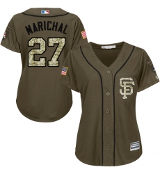 Women's Majestic San Francisco Giants #27 Juan Marichal Authentic Green Salute to Service MLB Jersey