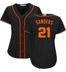 Women's Majestic San Francisco Giants #21 Deion Sanders Replica Black Alternate Cool Base MLB Jersey