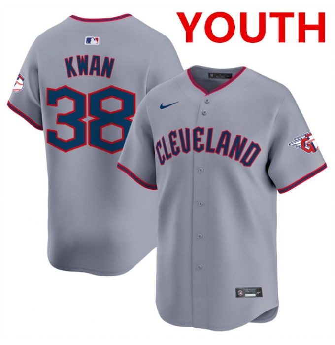 Youth Cleveland Guardians #38 Steven Kwan Gray 2025 Alternate Limited Stitched Baseball Jersey