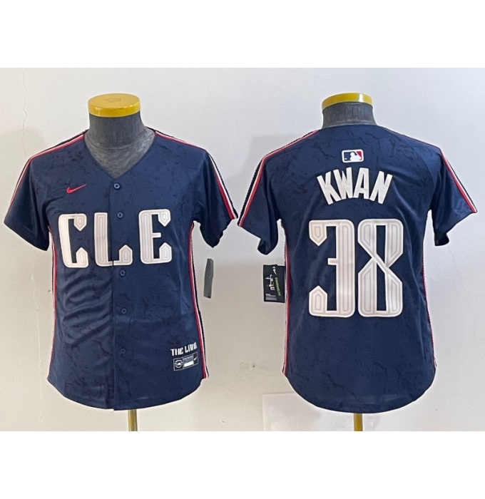 Youth Cleveland Guardians #38 Steven Kwan Navy 2024 City Connect Limited Stitched Baseball Jersey