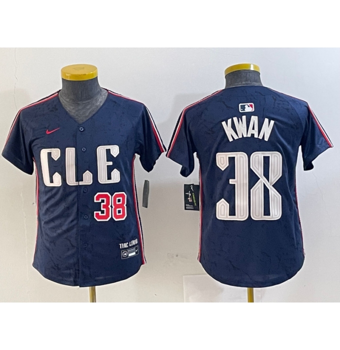Youth Cleveland Guardians #38 Steven Kwan Navy 2024 City Connect Limited Stitched Baseball Jerseys