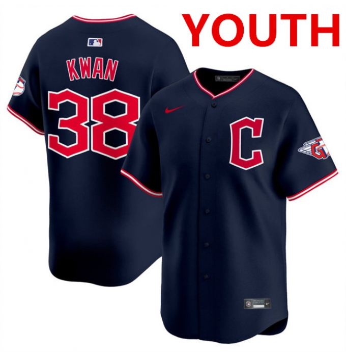 Youth Cleveland Guardians #38 Steven Kwan Navy 2025 Alternate Limited Stitched Baseball Jersey