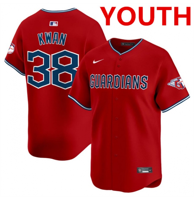 Youth Cleveland Guardians #38 Steven Kwan Red Alternate Limited Stitched Baseball Jersey
