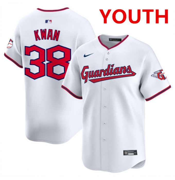 Youth Cleveland Guardians #38 Steven Kwan White Home Limited Stitched Baseball Jersey