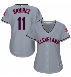 Women's Majestic Cleveland Indians #11 Jose Ramirez Authentic Grey Road Cool Base MLB Jersey