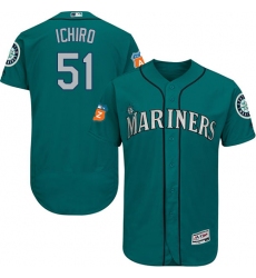 Men's Majestic Seattle Mariners #51 Ichiro Suzuki Teal Green Alternate Flex Base Authentic Collection MLB Jersey