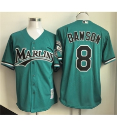 Men's Miami Marlins #8 Andre Dawson Teal Throwback Stitched Baseball Jersey