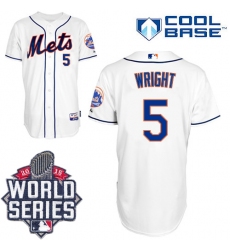 Men's Majestic New York Mets #5 David Wright Replica White Alternate Cool Base 2015 World Series MLB Jersey