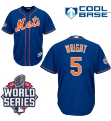 Women's Majestic New York Mets #5 David Wright Replica Blue 2015 World Series MLB Jersey