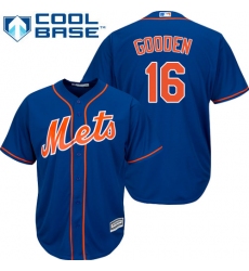 Men's Majestic New York Mets #16 Dwight Gooden Replica Royal Blue Alternate Home Cool Base MLB Jersey