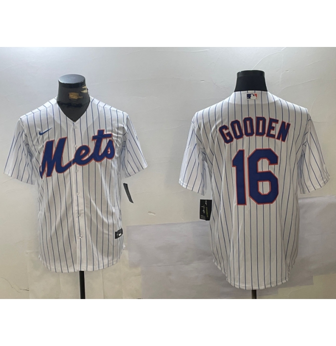 Men's New York Mets #16 Dwight Gooden White Cool Base Stitched Jersey