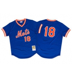 Men's Mitchell and Ness 1986 New York Mets #18 Darryl Strawberry Replica Royal Blue Throwback MLB Jersey