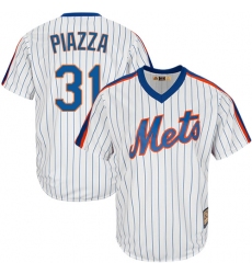 Men's Majestic New York Mets #31 Mike Piazza Replica White Cooperstown MLB Jersey