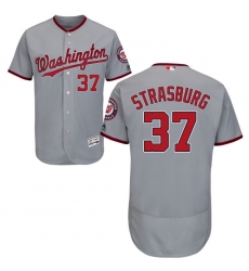 Men's Majestic Washington Nationals #37 Stephen Strasburg Grey Road Flex Base Authentic Collection MLB Jersey