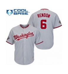 Youth Washington Nationals #6 Anthony Rendon Authentic Grey Road Cool Base 2019 World Series Bound Baseball Jersey