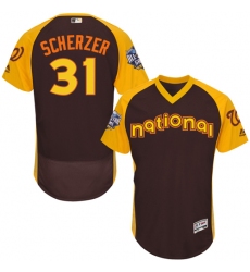 Men's Majestic Washington Nationals #31 Max Scherzer Brown 2016 All-Star National League BP Authentic Collection Flex Base MLB Jersey