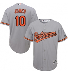 Men's Majestic Baltimore Orioles #10 Adam Jones Replica Grey Road Cool Base MLB Jersey