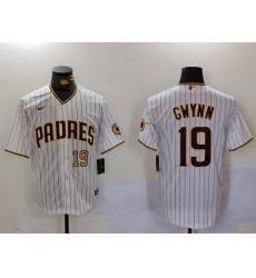 Men's San Diego Padres #19 Tony Gwynn White Team Logo Stitched Cool Base Nike Jerseys