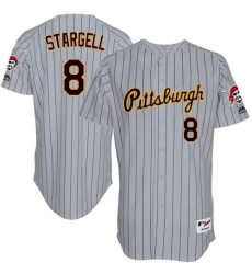 Men's Majestic Pittsburgh Pirates #8 Willie Stargell Authentic Grey 1997 Turn Back The Clock MLB Jersey