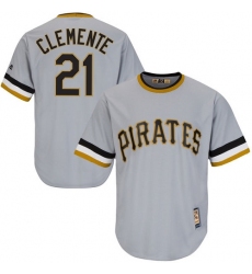 Men's Majestic Pittsburgh Pirates #21 Roberto Clemente Replica Grey Cooperstown Throwback MLB Jersey