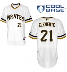 Men's Majestic Pittsburgh Pirates #21 Roberto Clemente Replica White Alternate 2 Cool Base MLB Jersey