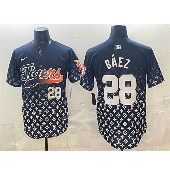 Men's Detroit Tigers #28 Javier Báez Navy With Vapor Premier Limited Stitched Baseball Jersey
