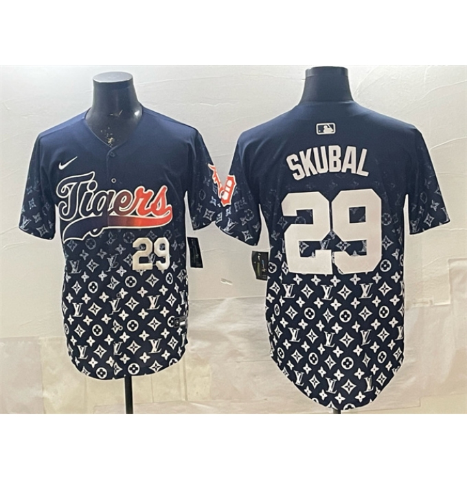 Men's Detroit Tigers #29 Tarik Skubal Navy With Vapor Premier Limited Stitched Baseball Jersey