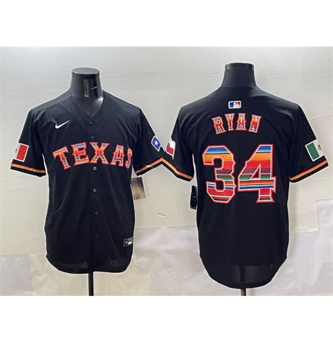 Men's Texas Rangers #34 Nolan Ryan Black Mexico Limited Stitched Baseball Jersey