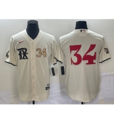 Men's Texas Rangers #34 Nolan Ryan Number Cream 2023 City Connect Stitched Baseball Jersey Men's Texas Rangers #34 Nolan Ryan Number Cream 2023 City Connect Stitched Baseball Jersey