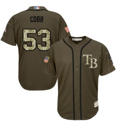 Men's Majestic Tampa Bay Rays #53 Alex Cobb Replica Green Salute to Service MLB Jersey