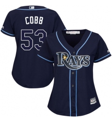 Women's Majestic Tampa Bay Rays #53 Alex Cobb Replica Navy Blue Alternate Cool Base MLB Jersey