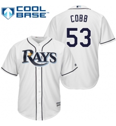 Youth Majestic Tampa Bay Rays #53 Alex Cobb Replica White Home Cool Base MLB Jersey