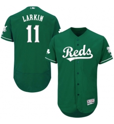 Men's Majestic Cincinnati Reds #11 Barry Larkin Green Celtic Flexbase Authentic Collection MLB Jersey