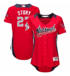 Women's Majestic Colorado Rockies #27 Trevor Story Game Red National League 2018 MLB All-Star MLB Jersey