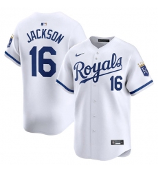 Men's Kansas City Royals #16 Bo Jackson White 2024 Home Limited Stitched Baseball Jersey