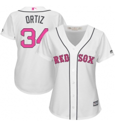 Women's Majestic Boston Red Sox #34 David Ortiz Replica White Mother's Day MLB Jersey