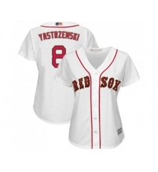Women's Boston Red Sox #8 Carl Yastrzemski Authentic White 2019 Gold Program Cool Base Baseball Jersey