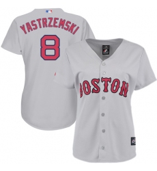 Women's Majestic Boston Red Sox #8 Carl Yastrzemski Replica Grey Road MLB Jersey