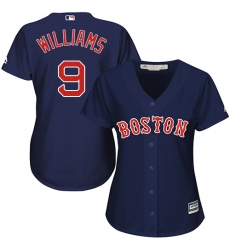 Women's Majestic Boston Red Sox #9 Ted Williams Replica Navy Blue Alternate Road MLB Jersey