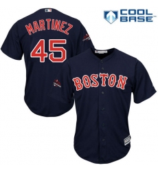 Youth Majestic Boston Red Sox #45 Pedro Martinez Authentic Navy Blue Alternate Road Cool Base 2018 World Series Champions MLB Jersey