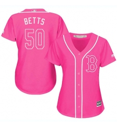 Women's Majestic Boston Red Sox #50 Mookie Betts Authentic Pink Fashion MLB Jersey