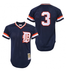 Men's Mitchell and Ness Detroit Tigers #3 Alan Trammell Authentic Blue Throwback MLB Jersey