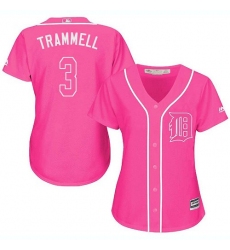 Women's Majestic Detroit Tigers #3 Alan Trammell Replica Pink Fashion Cool Base MLB Jersey