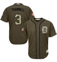 Youth Majestic Detroit Tigers #3 Alan Trammell Replica Green Salute to Service MLB Jersey